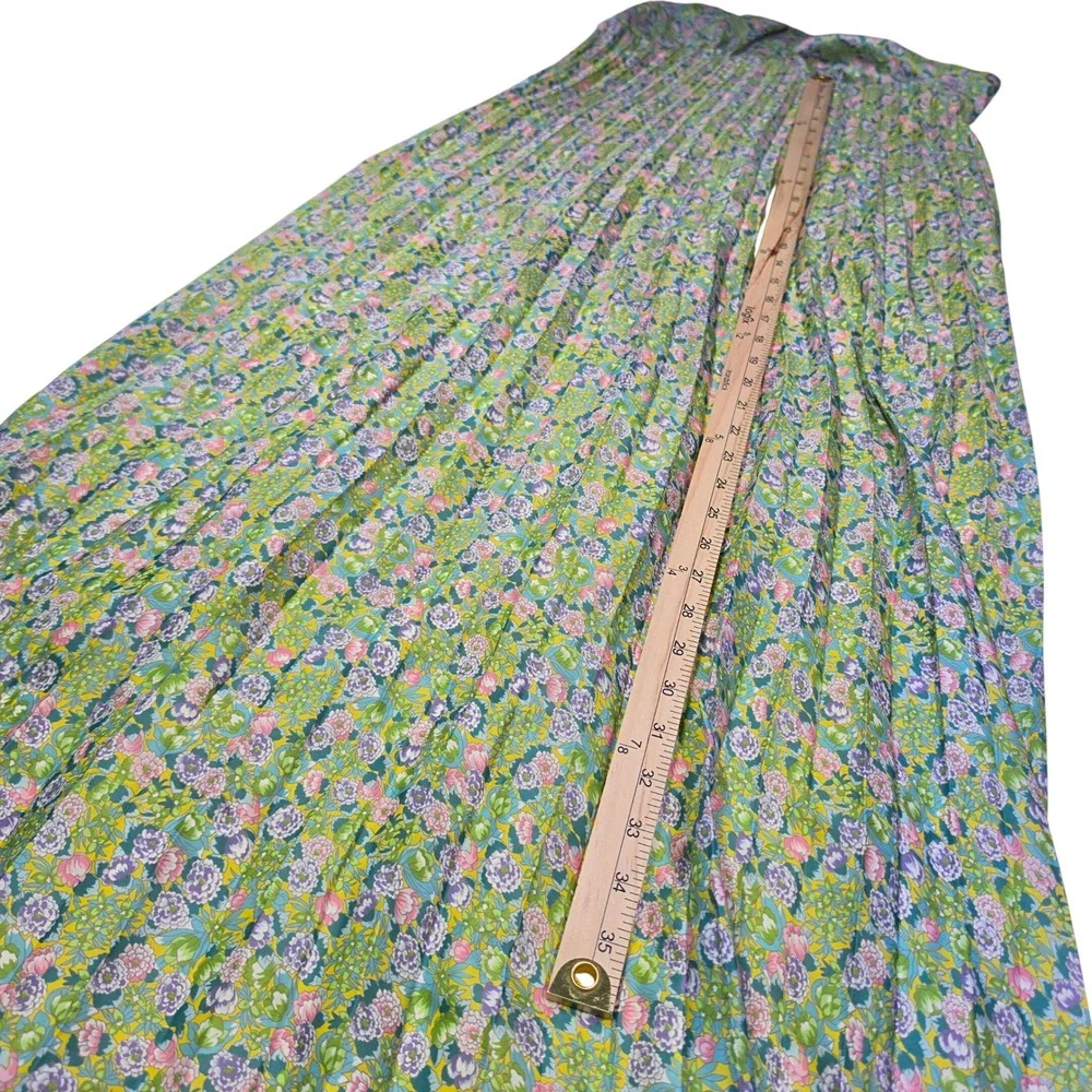 ByTiMo Plisse Pleated Halterneck‎ Maxi Dress In Green Garden Open Back  Large